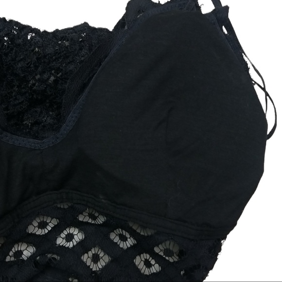 Anemone Elise large black lace padded bralette thin double straps & elastic back - Picture 7 of 14